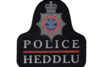 Logo Heddlu'r De yn siap helmed