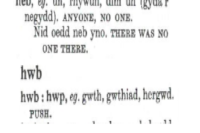 Llun o gofnodion hwb a neb yn y Geiriadur Mawr