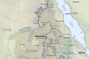Map o'r Afon Nil yn y Swdan