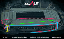 Bydd yr atyniad SCALE yn agor yn Stadiwm Principality Caerdydd fis Ebrill